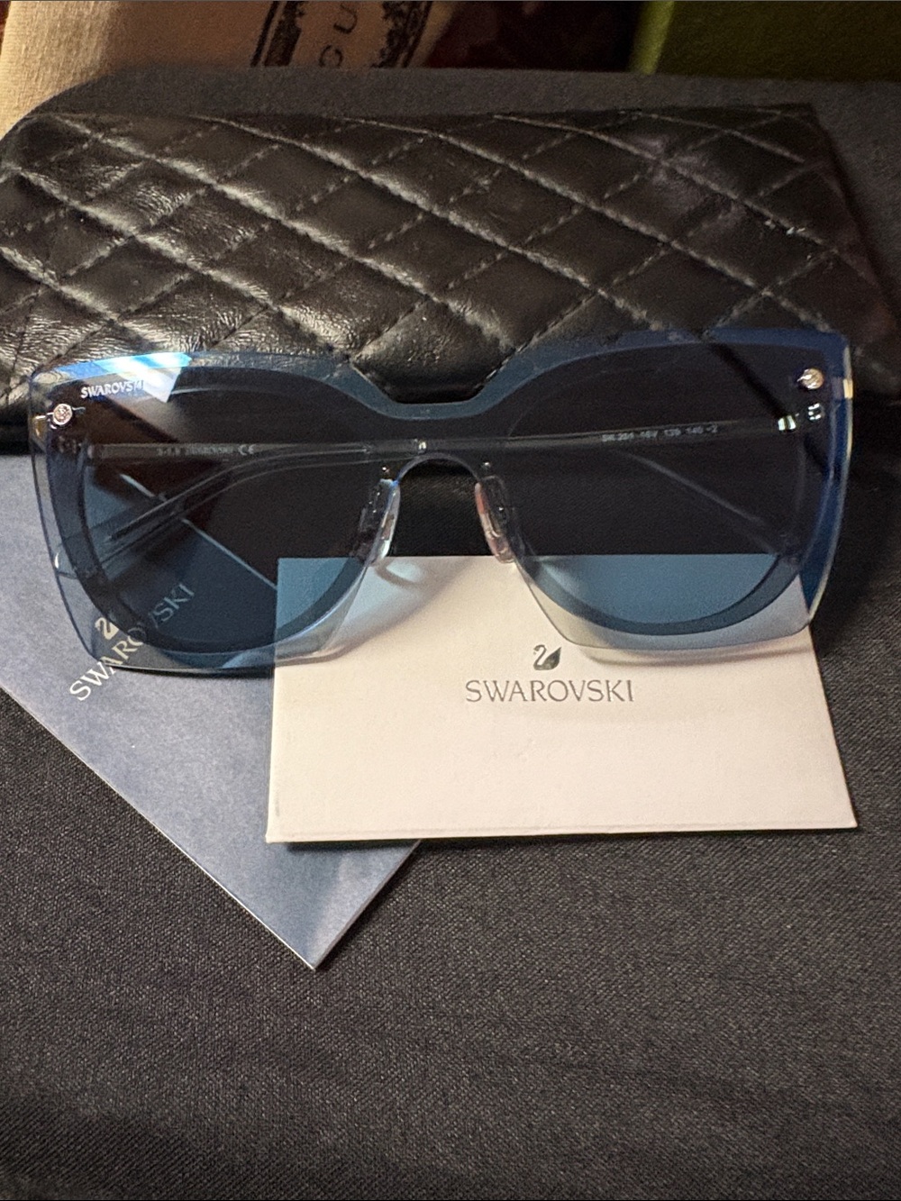 NWOB Swarovski Cat Eye Sunglasses SK201 - Silver Blue